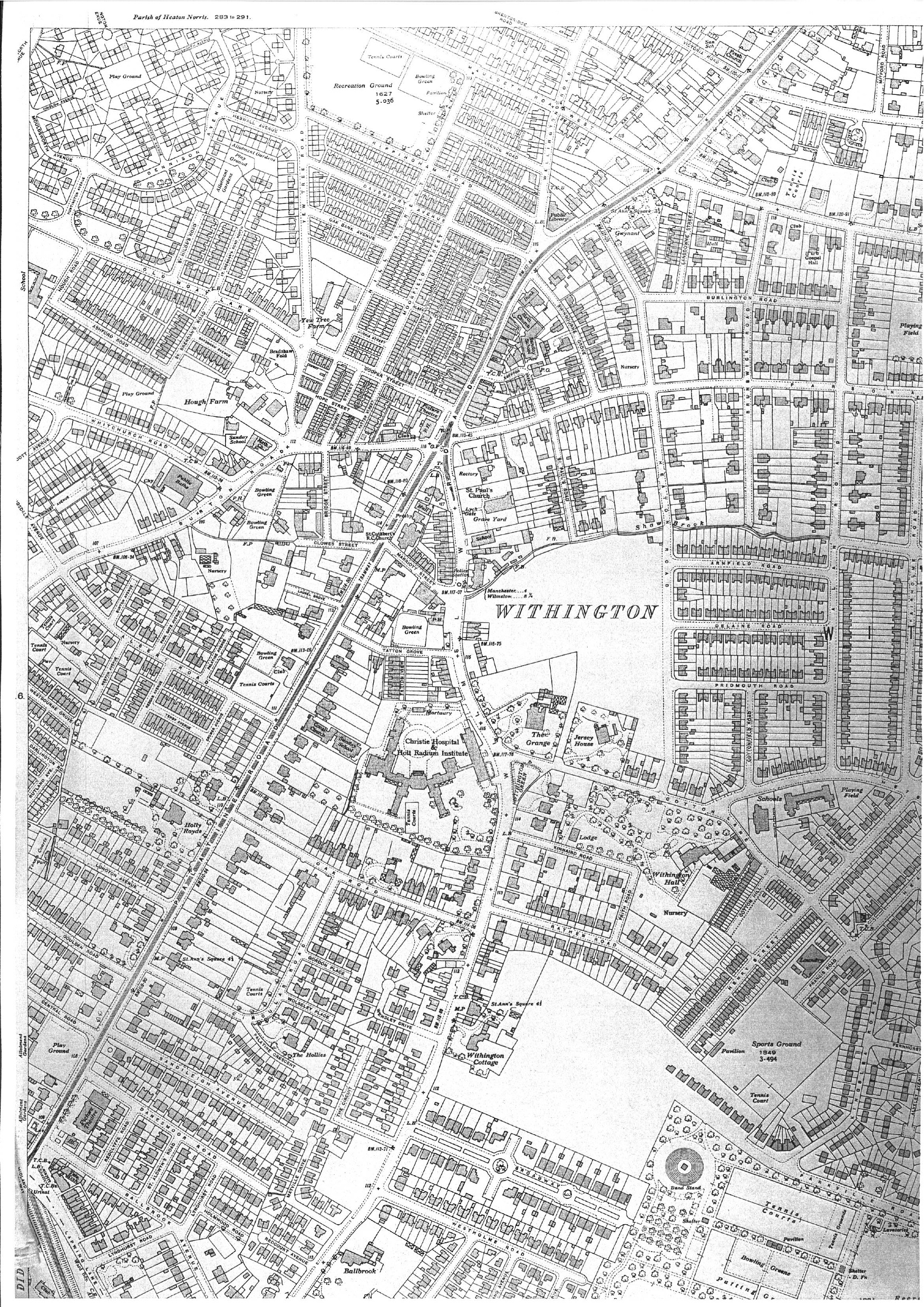 Ordnance survey map, 1934, Withington